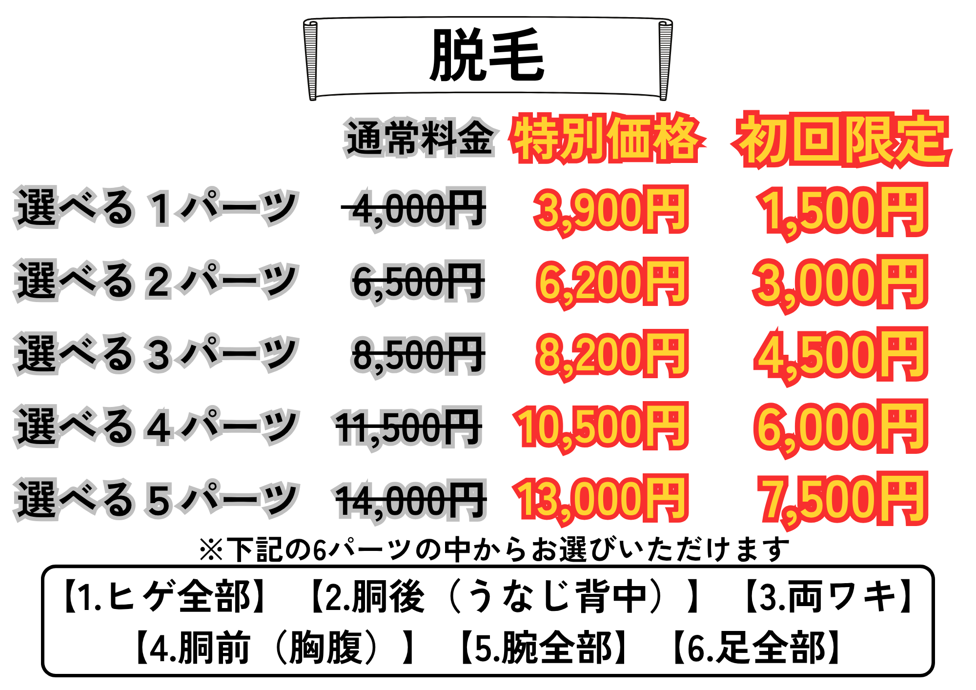 ４月用パーツ脱毛